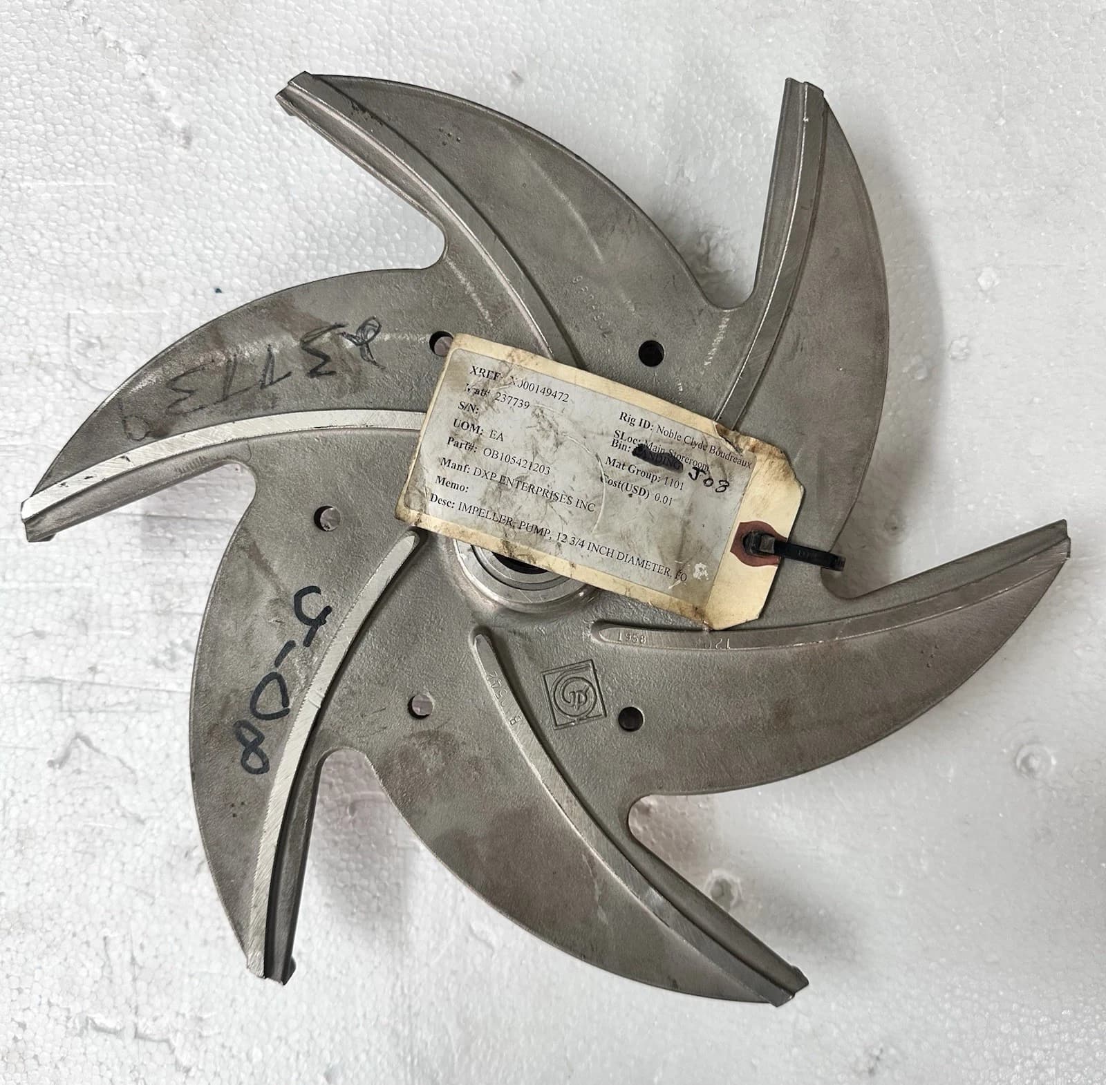 Gould Pump Impeller 705H096 Part OB105421203 CF8M DIA - 12.3/4 Inch